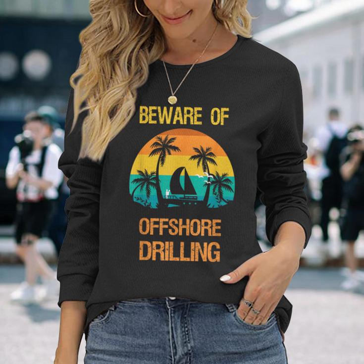 オフショア掘削に気をつけて面白い言葉 長袖Tシャツ 彼女への贈り物