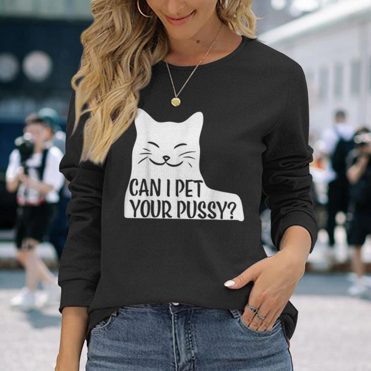 オマンコを撫でてもいい？ 長袖Tシャツ 彼女への贈り物
