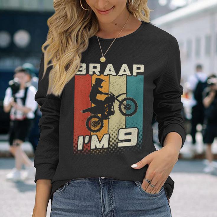 キッズ Braap I'm 9 ダートバイク 誕生日 9 Mx 9歳の誕生日 モトクロス 長袖Tシャツ 彼女への贈り物