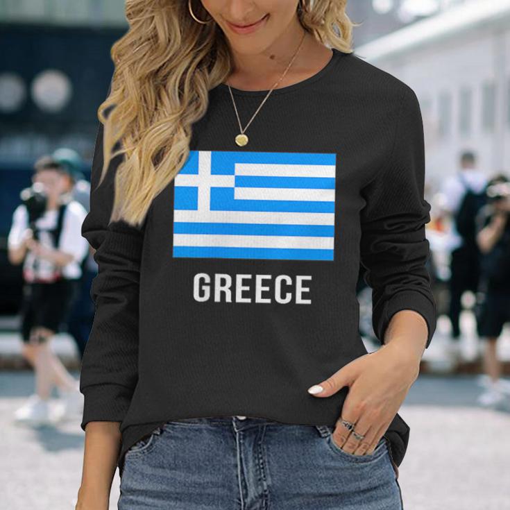 ギリシャの国旗 長袖Tシャツ 彼女への贈り物