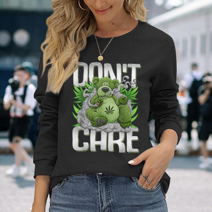 クマのスモーキングウィードマリファナtシャツ 面白いウィードベアtシャツ 長袖Tシャツ 彼女への贈り物