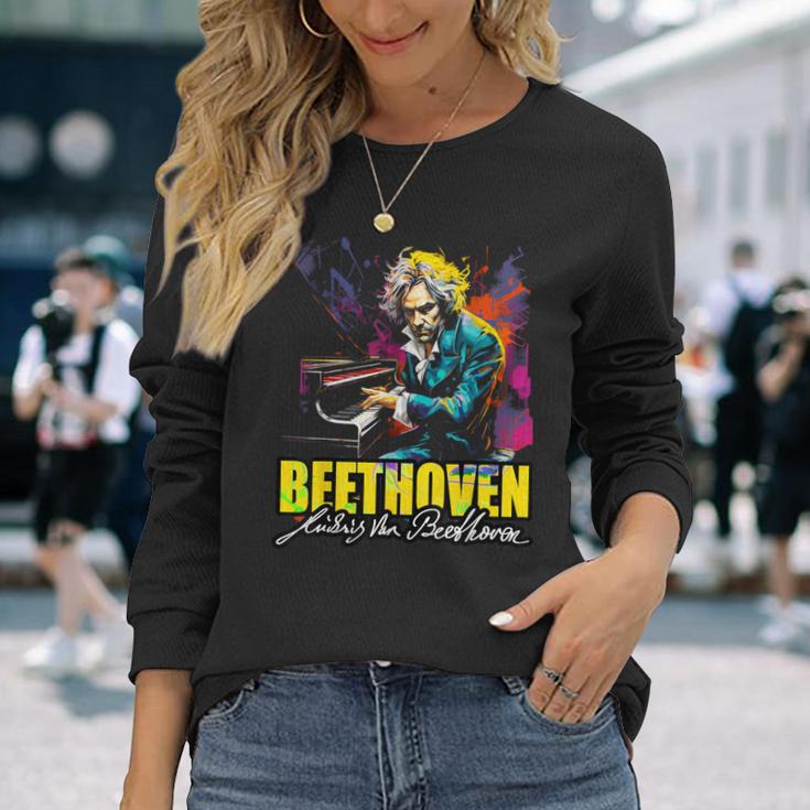 クラシック音楽 ピアノ ルートヴィヒ・ヴァン ベートーヴェン 長袖Tシャツ 彼女への贈り物