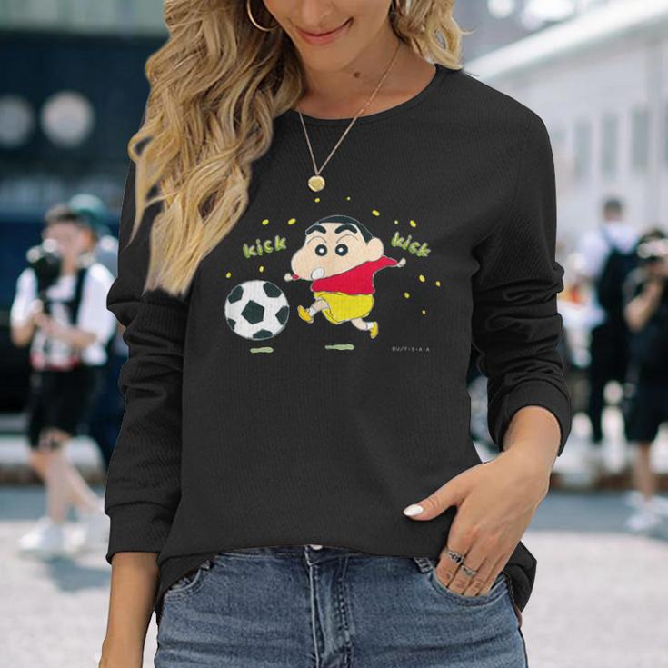 クレヨンしんちゃん しんちゃんとサッカー 長袖Tシャツ 彼女への贈り物