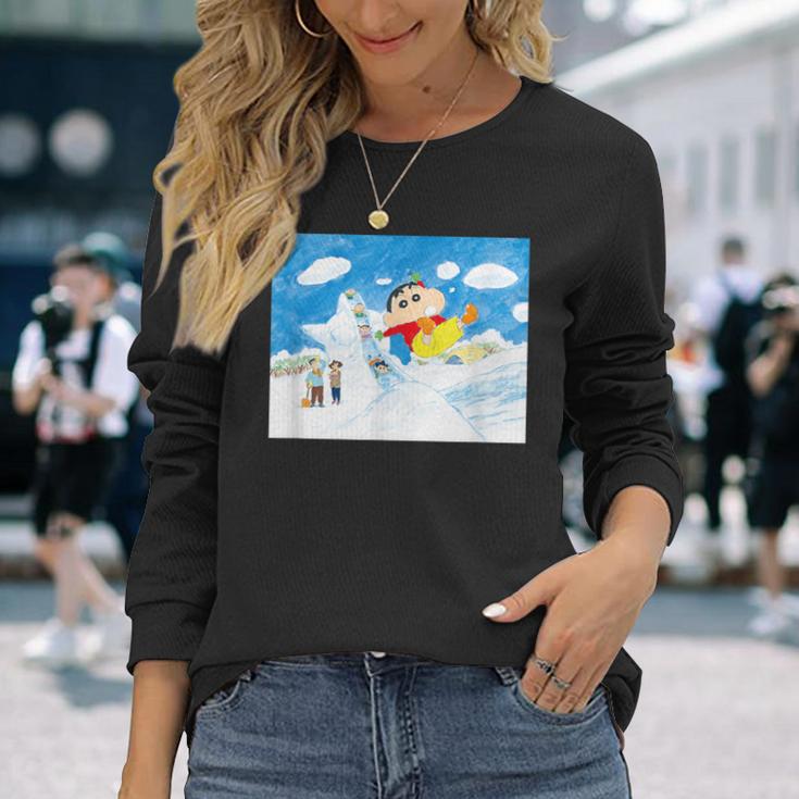クレヨンしんちゃん 雪のすべり台 長袖Tシャツ 彼女への贈り物