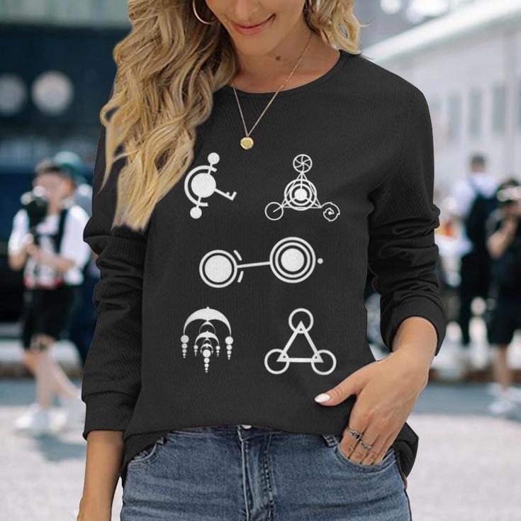 クロップサークルデザインミステリー 長袖Tシャツ 彼女への贈り物