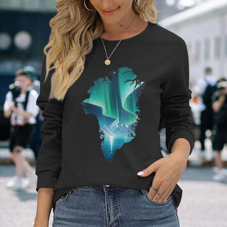 グリーンランド オーロラ ヌーク 北極 オーロラ シーン バケーション 長袖Tシャツ 彼女への贈り物