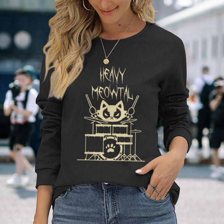 ゴスサタン ネコ コンサート フェス ブラック ヘヴィデスメタル 長袖Tシャツ 彼女への贈り物