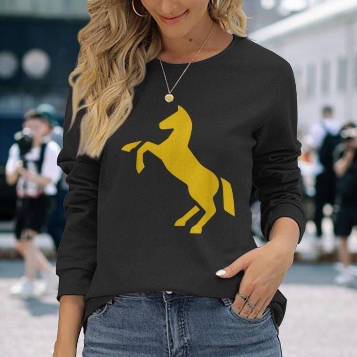 ゴールデンホースデザイン ファニーtシャツ かわいいスタリオン ゴールドギフト 長袖Tシャツ 彼女への贈り物
