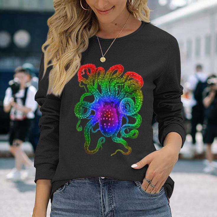 サイケデリック タコ クラーケン 触手 サイケデリックな服 長袖Tシャツ 彼女への贈り物