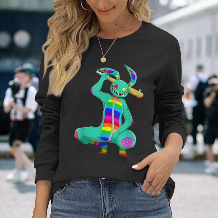 サイケデリックバニーサイコバニーアート 長袖Tシャツ 彼女への贈り物