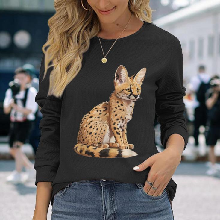 サーバル アニマル サーバルズ アフリカン ワイルドキャット サーバルキャット ワイルドキャット 長袖Tシャツ 彼女への贈り物
