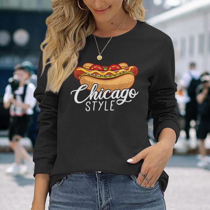 シカゴスタイル ホットドッグギフト ホットドッグ 長袖Tシャツ 彼女への贈り物
