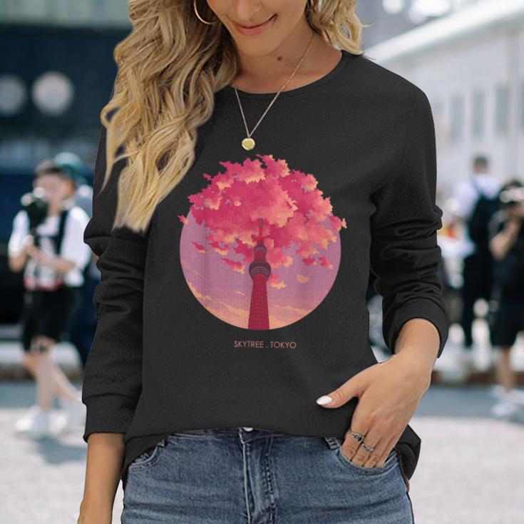 シグネチャー 東京都 スカイライン 日本土産 スカイツリー 長袖Tシャツ 彼女への贈り物