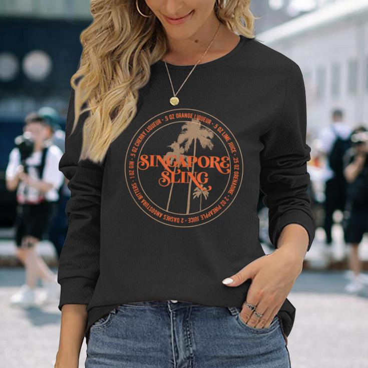 シンガポールスリングレシピ バーテンダーのお気に入り トロピカルドリンク 長袖Tシャツ 彼女への贈り物