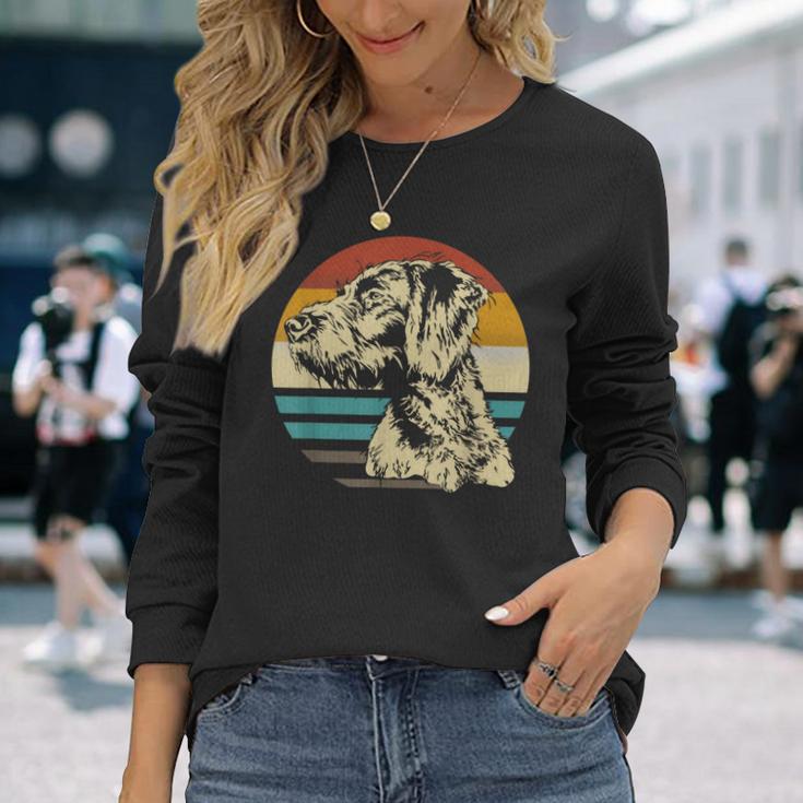 ジャーマンワイヤーヘアードハンター 犬の頭 あごひげ レトロ 長袖Tシャツ 彼女への贈り物