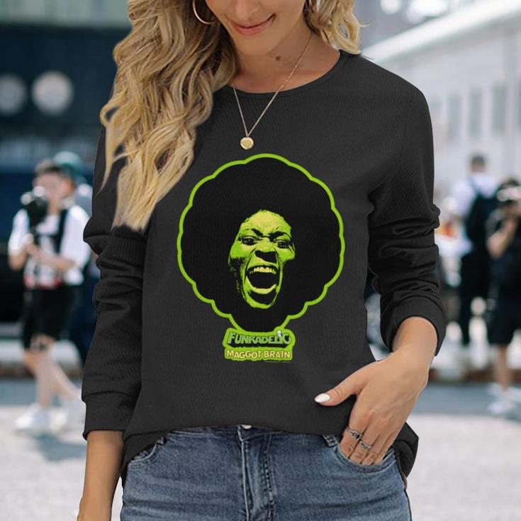 ジョージ・クリントン・ファンカデリック・グリーン・マゴット・ブレイン 長袖tシャツ 長袖Tシャツ 彼女への贈り物