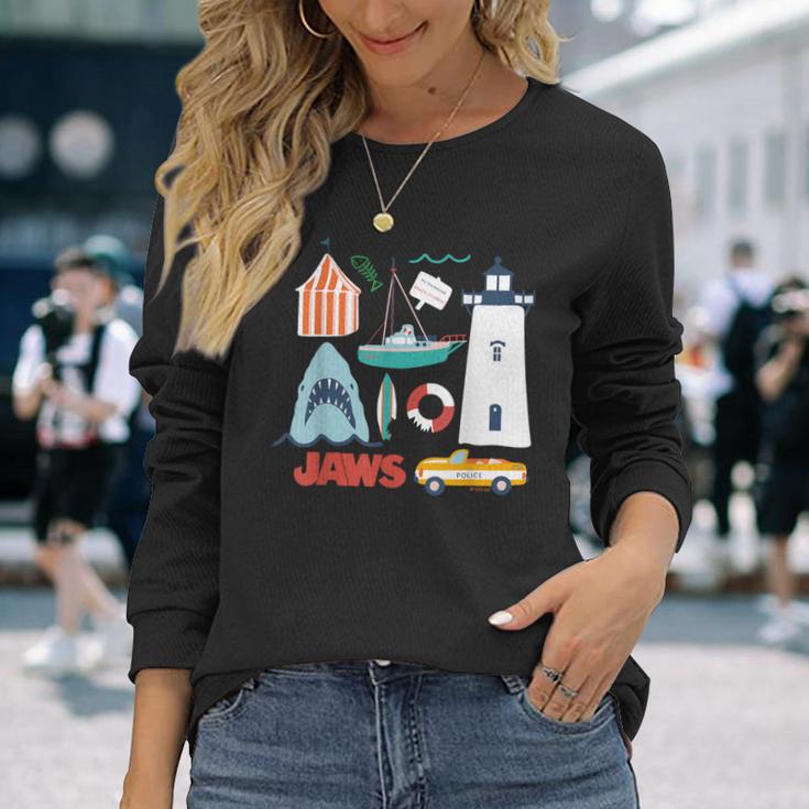 ジョーズシャークライトハウスオルカボートポリス 長袖Tシャツ 彼女への贈り物