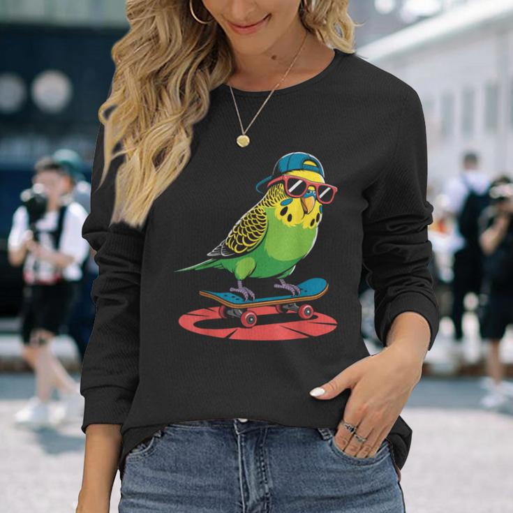 スケートボード セキセイインコ スケート セキセイインコ 長袖Tシャツ 彼女への贈り物