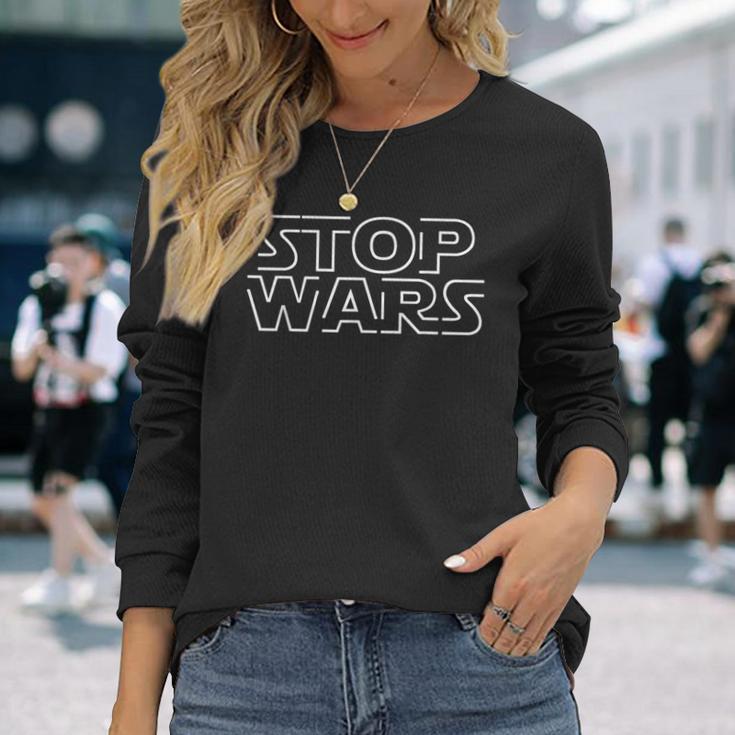 ストップウォーズティー反戦活動家ストップウォーズピースセーフワールド 長袖Tシャツ 彼女への贈り物