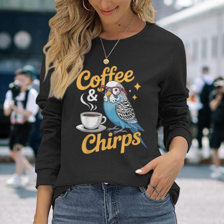 セキセイインコ コーヒー チャープス セキセイインコ 長袖Tシャツ 彼女への贈り物