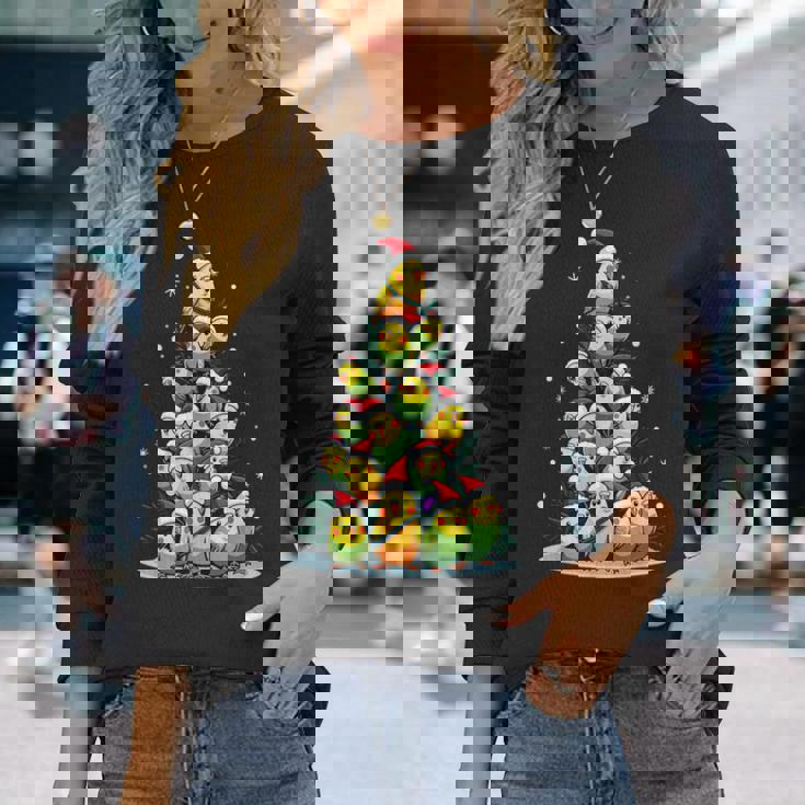 セキセイインコのクリスマス ツリー 面白いセキセイインコ ホリデー セキセイインコ 長袖Tシャツ 彼女への贈り物