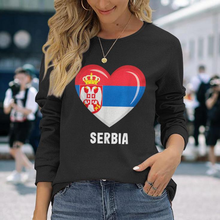 セルビア国旗シャツ 長袖Tシャツ 彼女への贈り物