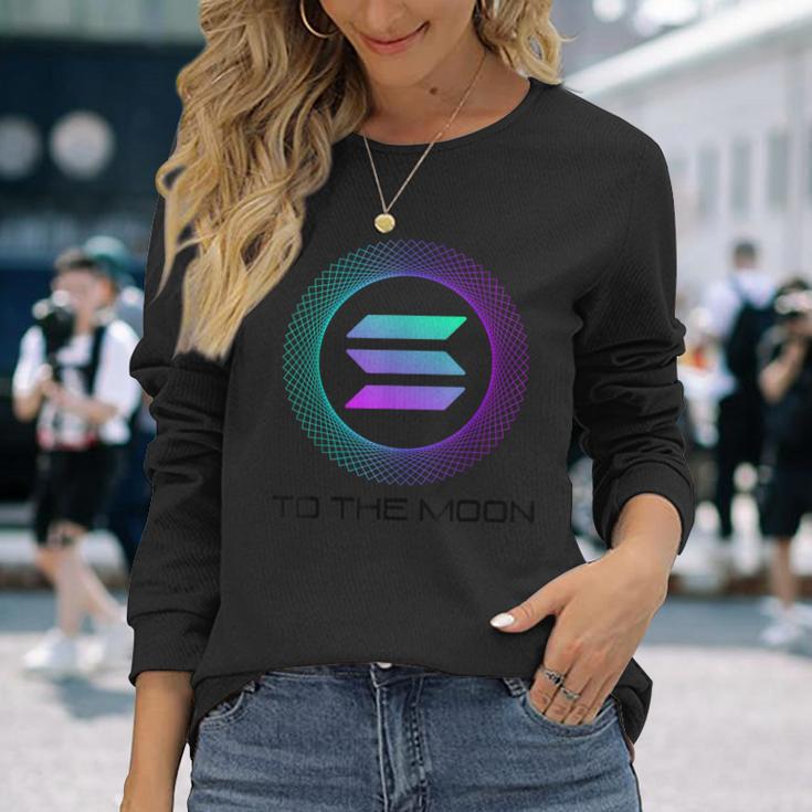 ソラナ・ソルコイン・トゥ・ザ・ムーン 長袖Tシャツ 彼女への贈り物