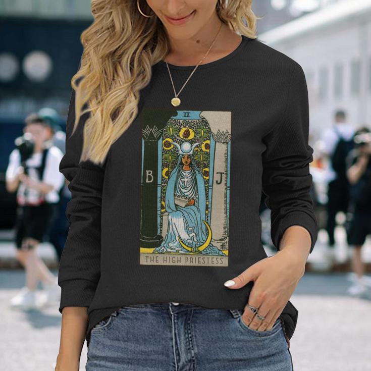 タロットカード The High Priestess ビンテージカード2 長袖tシャツ 長袖Tシャツ 彼女への贈り物