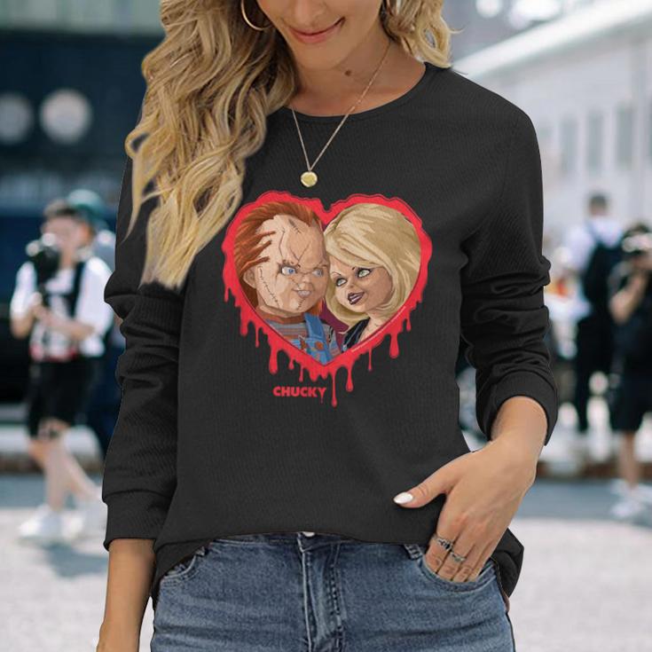 チャッキー＆ティファニーブリーディングハート 長袖Tシャツ 彼女への贈り物