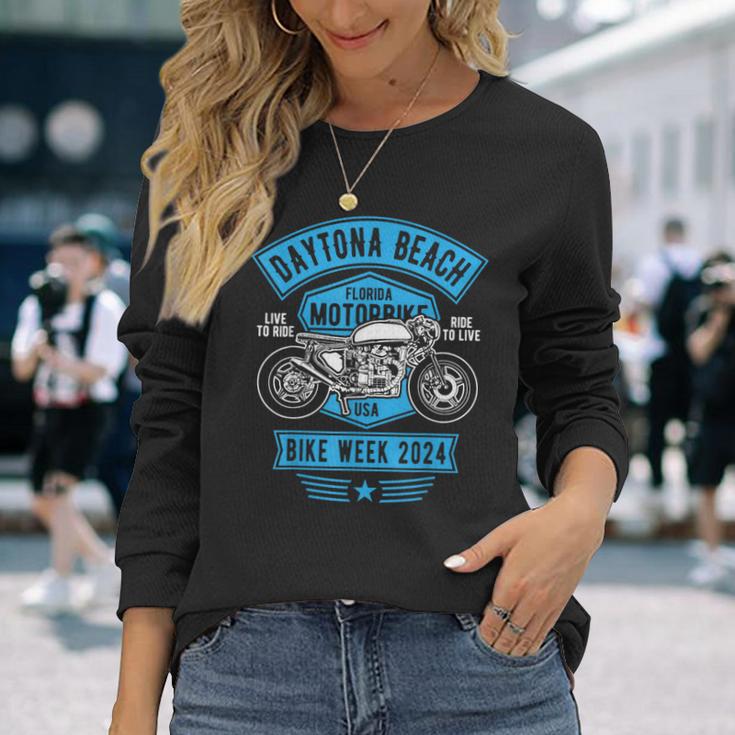 デイトナビーチバイクウィーク2024レトロバイクデザイン 長袖Tシャツ 彼女への贈り物