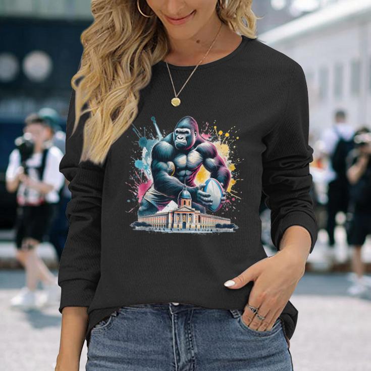 トゥールーズラグビー水彩 長袖Tシャツ 彼女への贈り物