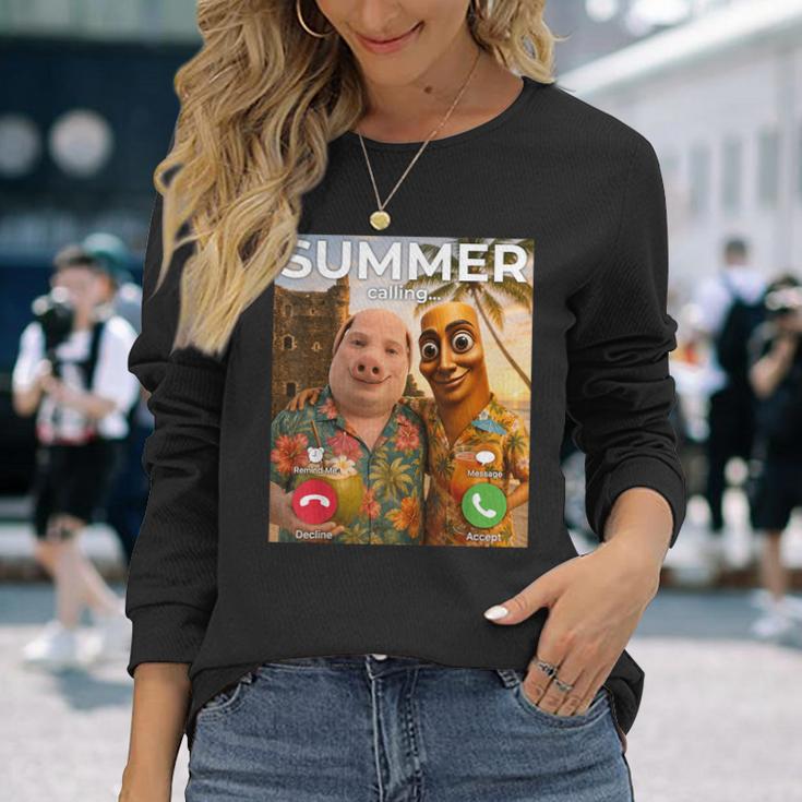 トロピカル ビーチ 夏 ミーム ジョーク トゥン サフール ジョン ポーク 面白い 長袖Tシャツ 彼女への贈り物