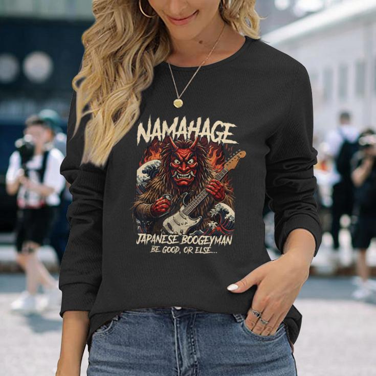 ナマハゲ ロックスター 日本のブギーマン 長袖Tシャツ 彼女への贈り物