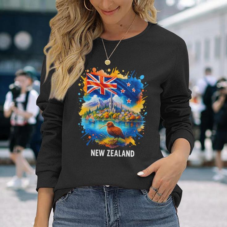 ニュージーランド国旗 旅行 お土産 ニュージーランド人 Nz キウイバード 長袖tシャツ 長袖Tシャツ 彼女への贈り物