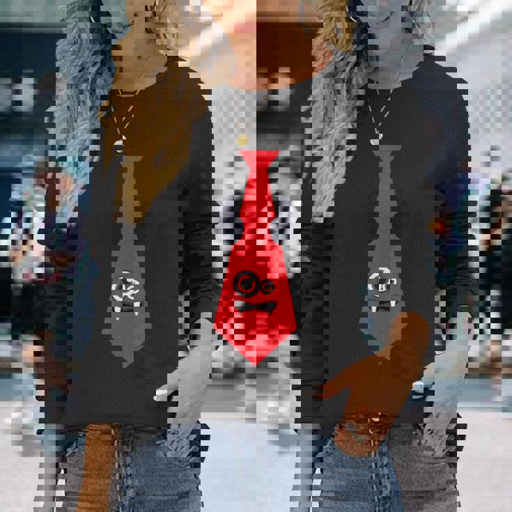 ハロウィン ネクタイ 漫画 モンスター 赤 面白い 長袖Tシャツ 彼女への贈り物