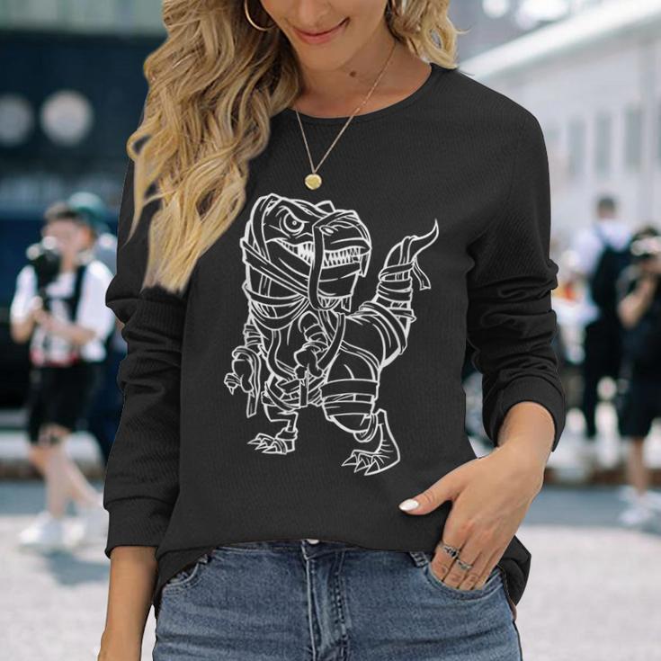 ハロウィン 面白い ミイラ恐竜 長袖Tシャツ 彼女への贈り物