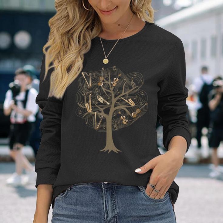 バイオリン チェロトランペット サクソフォン ハープミュージシャン用 木 長袖Tシャツ 彼女への贈り物