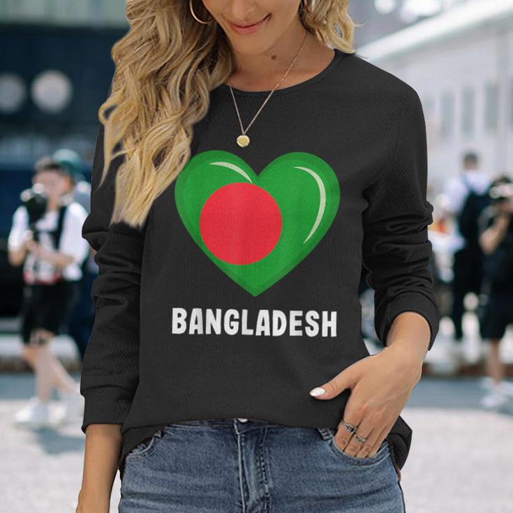 バングラデシュ国旗シャツ 長袖Tシャツ 彼女への贈り物
