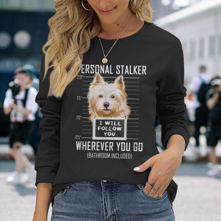 パーソナルストーカー犬ノーリッチテリア私はあなたに従います Norwich Terrier Dog 長袖Tシャツ 彼女への贈り物