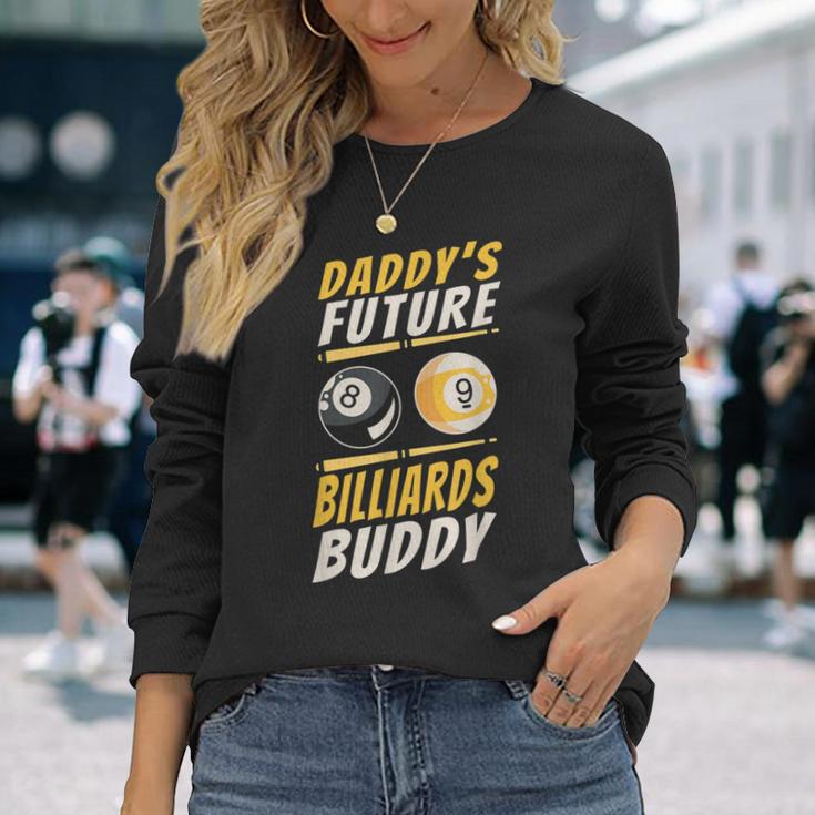 ビリヤード プールプレーヤーボール お父さん 息子 ヴィンテージ 8ボール 9ボール 長袖Tシャツ 彼女への贈り物