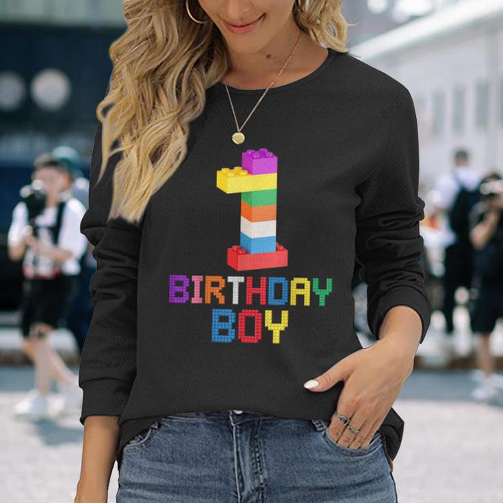 ビルディング・ブリックス 1歳のバースデー・ボーイ 1 1年目マスター・ビルダー 長袖Tシャツ 彼女への贈り物