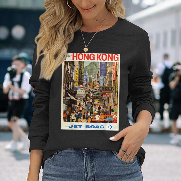 ビンテージポスター 香港レトロtシャツ 長袖Tシャツ 彼女への贈り物