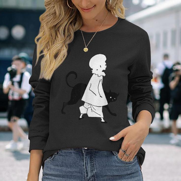 ピエロと猫、オーブリー・ビアズリー作のセント・ポールズ1893年 長袖Tシャツ 彼女への贈り物