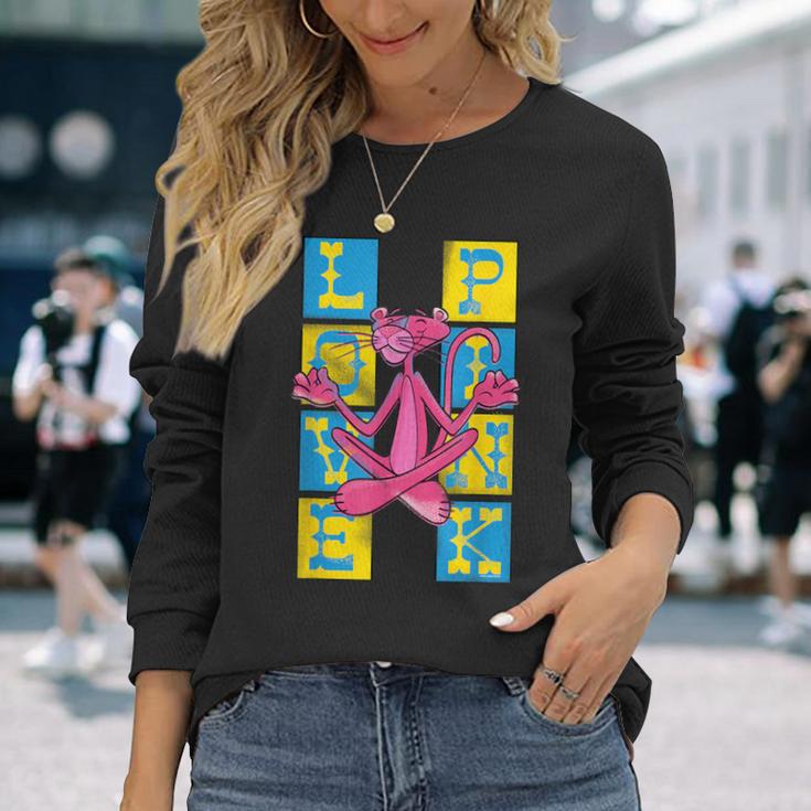 ピンクパンサー ヴィンテージ ラブ&ピンク禅チョークアート 長袖Tシャツ 彼女への贈り物