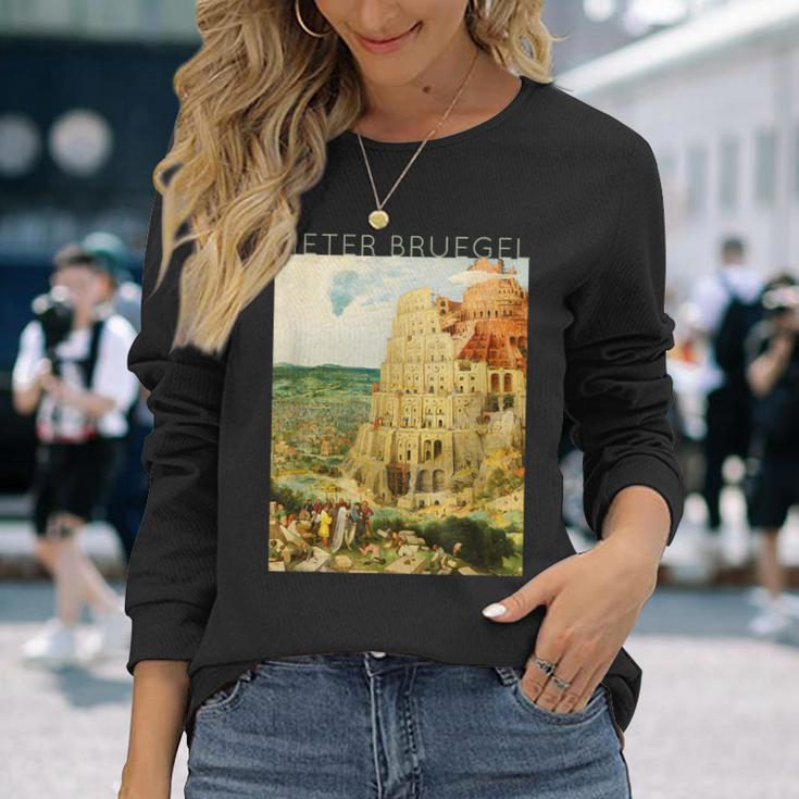 ピーテル・ブリューゲル 長老 バベルの大塔 長袖Tシャツ 彼女への贈り物