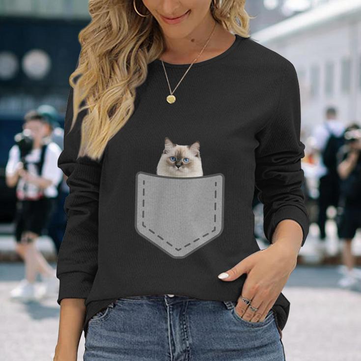ファニーラグドール猫 長袖Tシャツ 彼女への贈り物