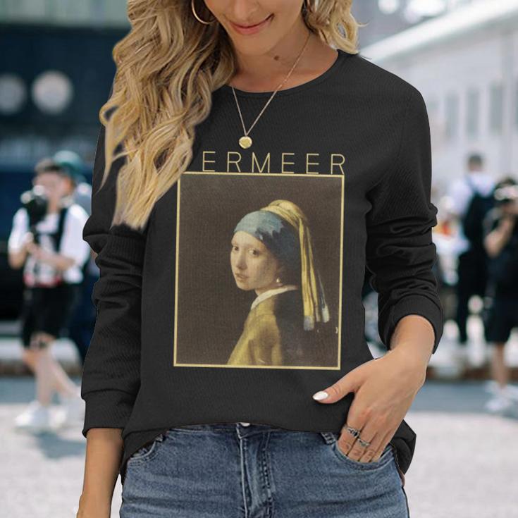フェルメール 真珠の耳飾りの少女 面白いtシャツ 絵画 アート メンズ 面白い 服 美術 グッズ 油彩画 長袖tシャツ 長袖Tシャツ 彼女への贈り物