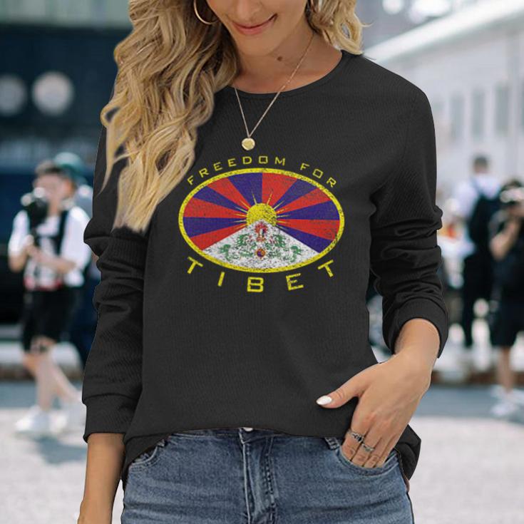 フリーダム チベットフラッグオーバル 長袖Tシャツ 彼女への贈り物