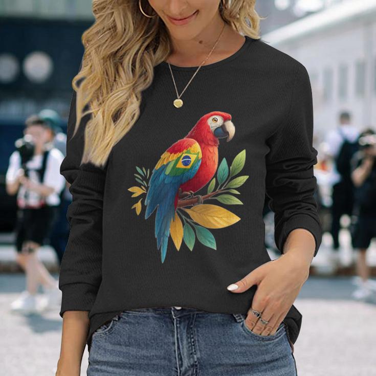 ブラジルの動物愛好家のための素敵なオウムの鳥のコスチューム 長袖Tシャツ 彼女への贈り物
