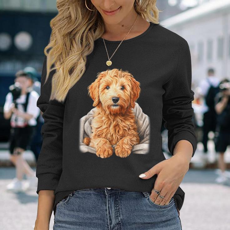 ブランキー付きのかわいいゴールデンドゥードル犬 長袖Tシャツ 彼女への贈り物